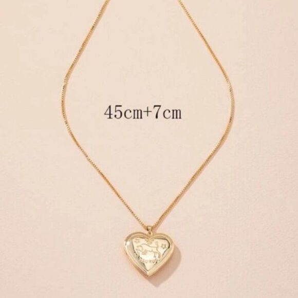 TAURUS GOLD ZODIAC HEART LOCKET NECKLACE - Picture 4 of 8
